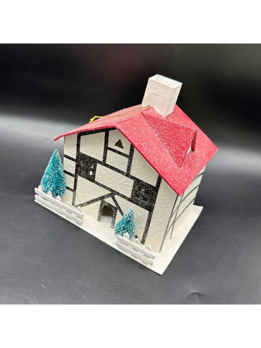 Vintage Putz House Winter Christmas Village Bottle Brush Trees Martha Stewart